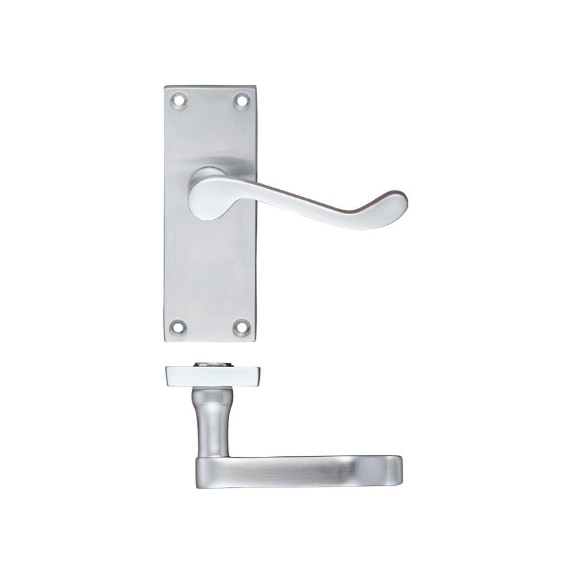 Project Victorian Scroll Lever on Latch Backplate - 114mm x 40mm-Satin Chrome
