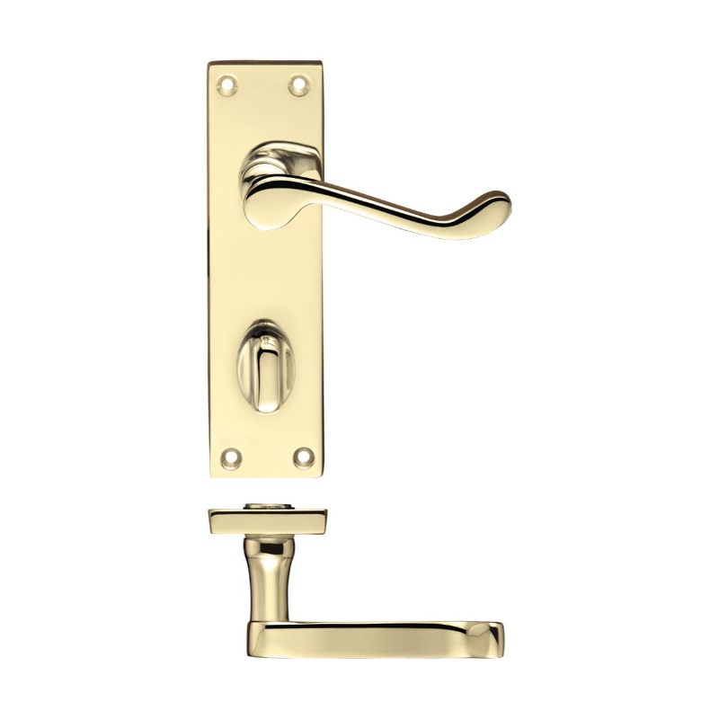 Project Victorian Scroll Lever on Bathroom Backplate -150mm x 40mm-Electro Brass