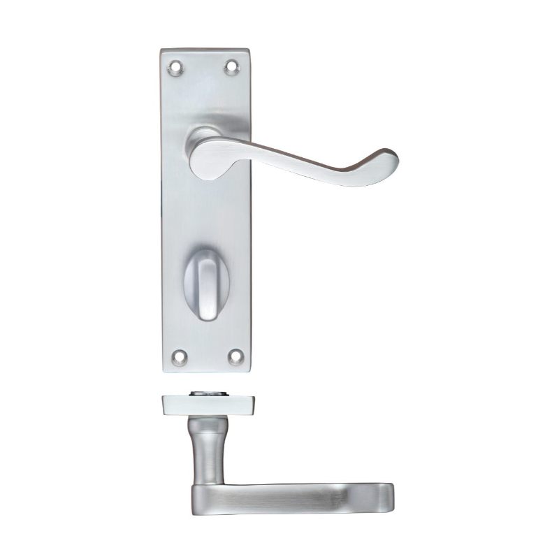 Project Victorian Scroll Lever on Bathroom Backplate -150mm x 40mm-Satin Chrome