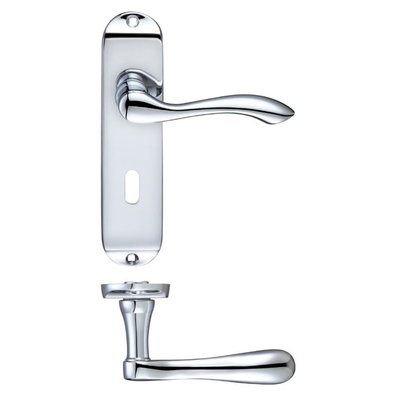 Project Arundel Lever on Lock Backplate - 180mm x 40mm-Polished Chrome