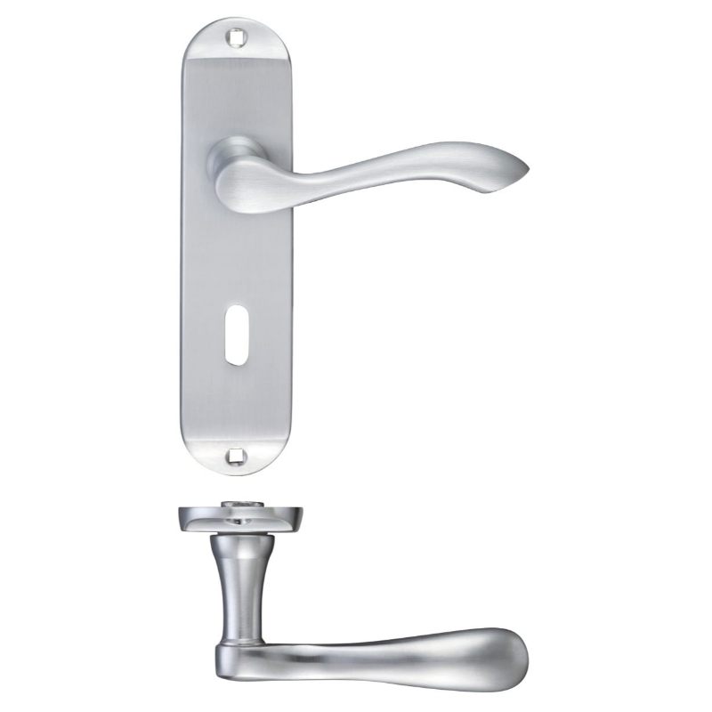 Project Arundel Lever on Lock Backplate - 180mm x 40mm-Satin Chrome