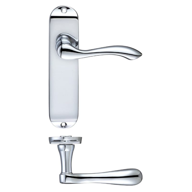 Project Arundel Lever on Latch Backplate - 180mm x 40mm-Polished Chrome
