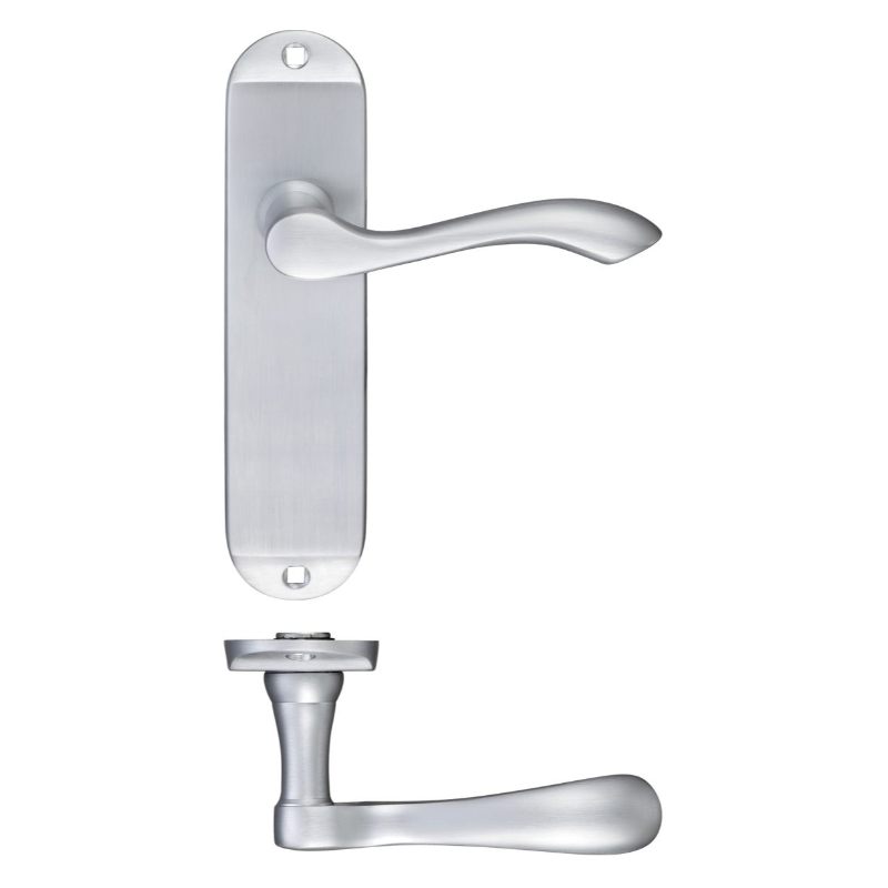 Project Arundel Lever on Latch Backplate - 180mm x 40mm-Satin Chrome