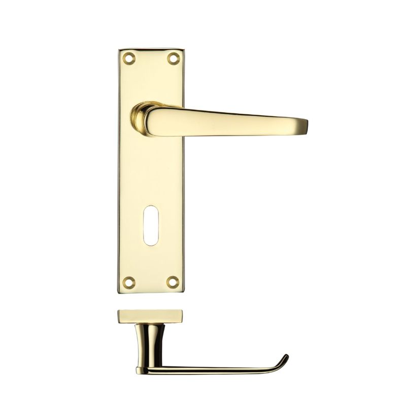 Project Victorian Flat Lever on Lock Backplate 150 x 40mm-Electro Brass