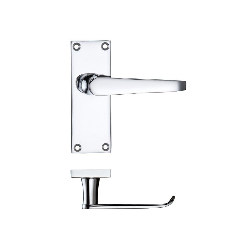 Project Victorian Flat Lever on Latch Backplate 114 x 40mm-Polished Chrome