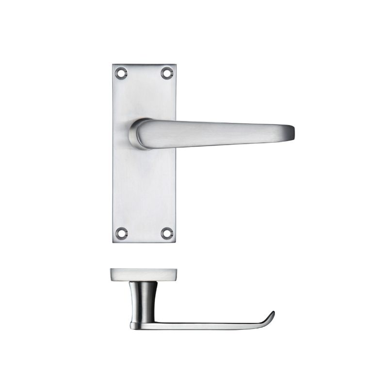 Project Victorian Flat Lever on Latch Backplate 114 x 40mm-Satin Chrome