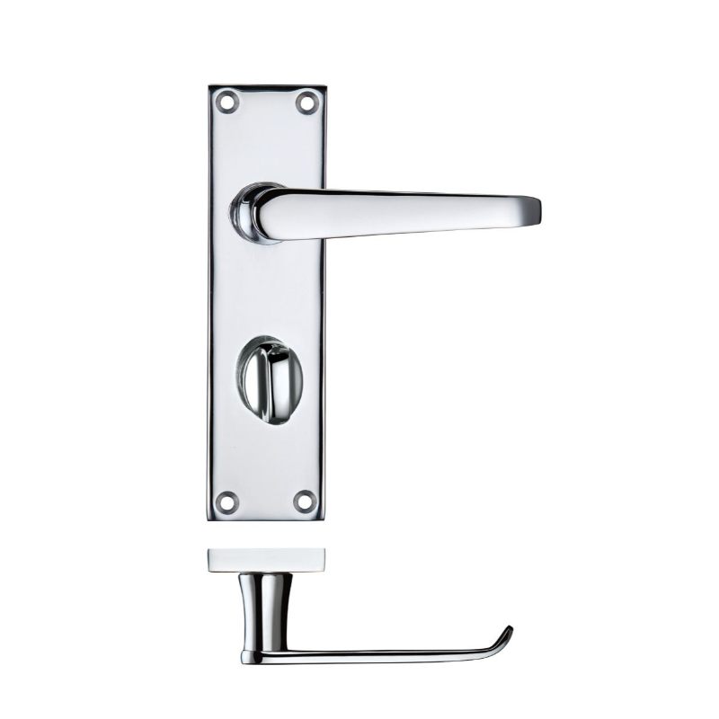 Project Victorian Flat Lever on Bathroom Backplate 150 x 40mm-Polished Chrome