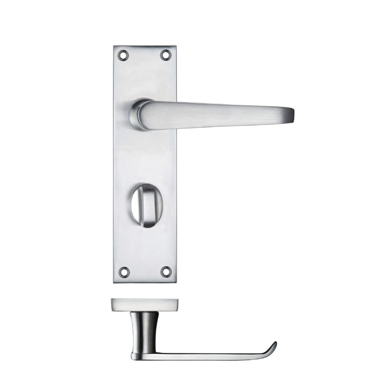 Project Victorian Flat Lever on Bathroom Backplate 150 x 40mm-Satin Chrome