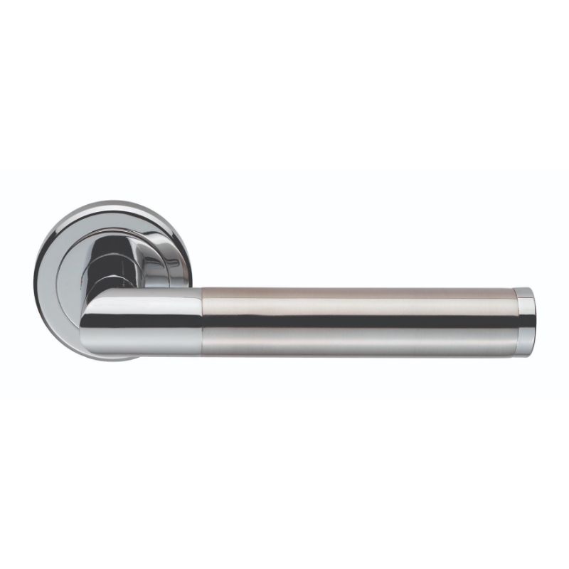 Carlisle Brass SEROZZETTA TREND LEVER ON ROUND ROSE - CHROME PLATE ROSE/ARM AND END CAP/SATIN NICKEL LEVER