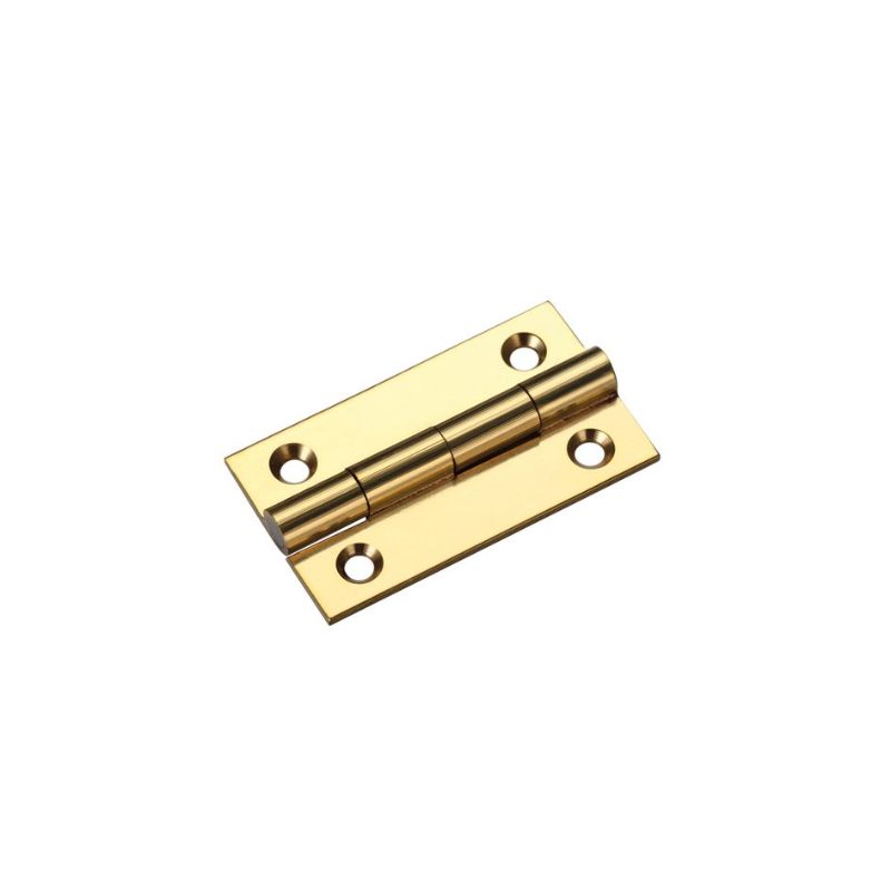 Solid Drawn Brass Butt Hinge - 38 x 22 x 1.3mm-Polished Brass