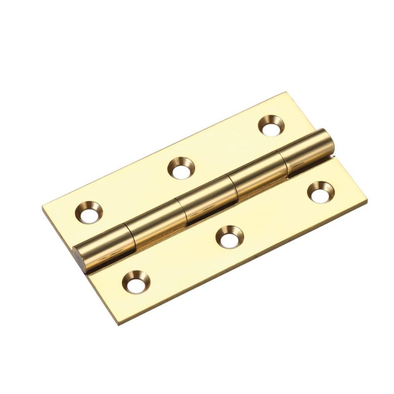 Solid Drawn Brass Butt Hinge - 64 x 35 x 2mm-Polished Brass