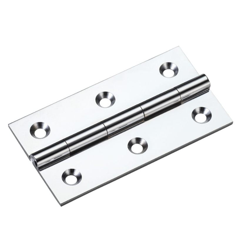 Solid Drawn Brass Butt Hinge - 75 x 41 x 2mm-Polished Chrome