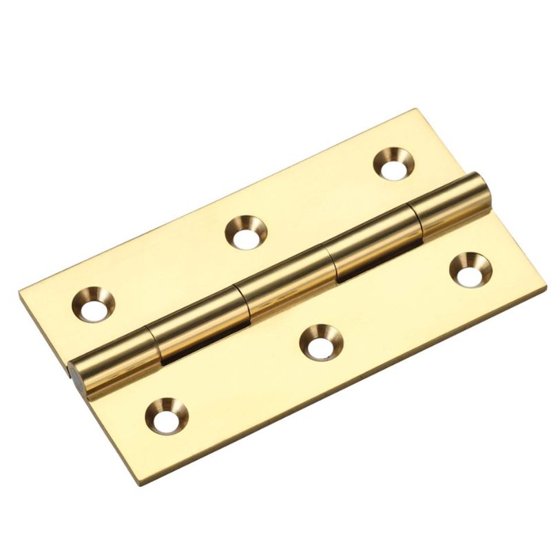 Solid Drawn Brass Butt Hinge - 75 x 41 x 2mm-Polished Brass