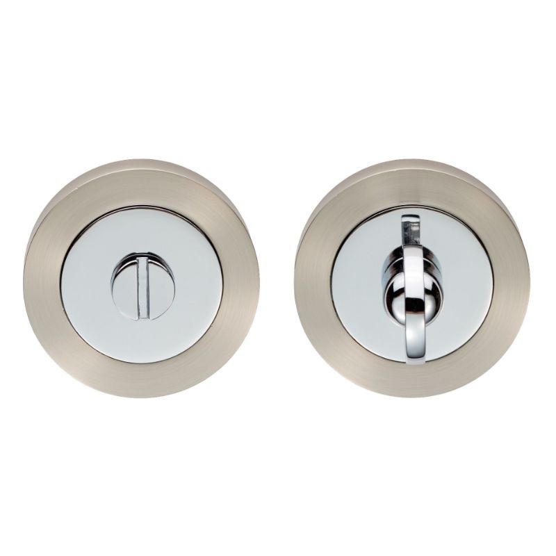 Carlisle Brass Turn & Release On Concealed Fix Round Rose Satin Nickel/Polished Chrome