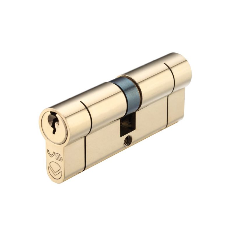 V5 80mm Euro Double Cylinder Cylinder Keyed to Differ -Polished Brass