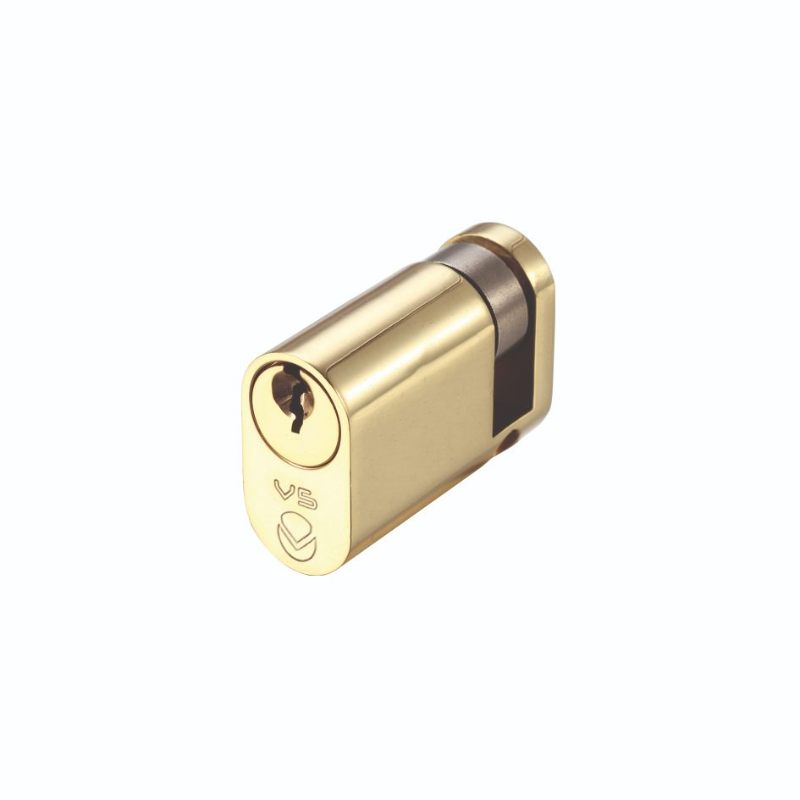 V5 45mm oval Single Cylinder Keyed to Differ -Polished Brass