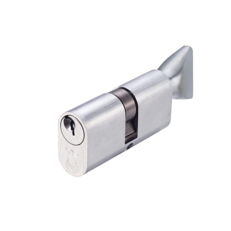 V5 60mm Oval Double Cylinder Keyed to Differ -Satin Chrome