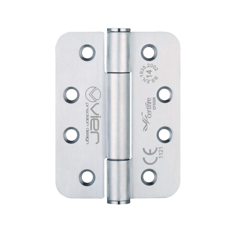 Grade 14 Concealed Bearing Hinge Stainless Steel Radius - Grade 201 - 102 x 76 x 3mm (PAIR)-Satin Stainless