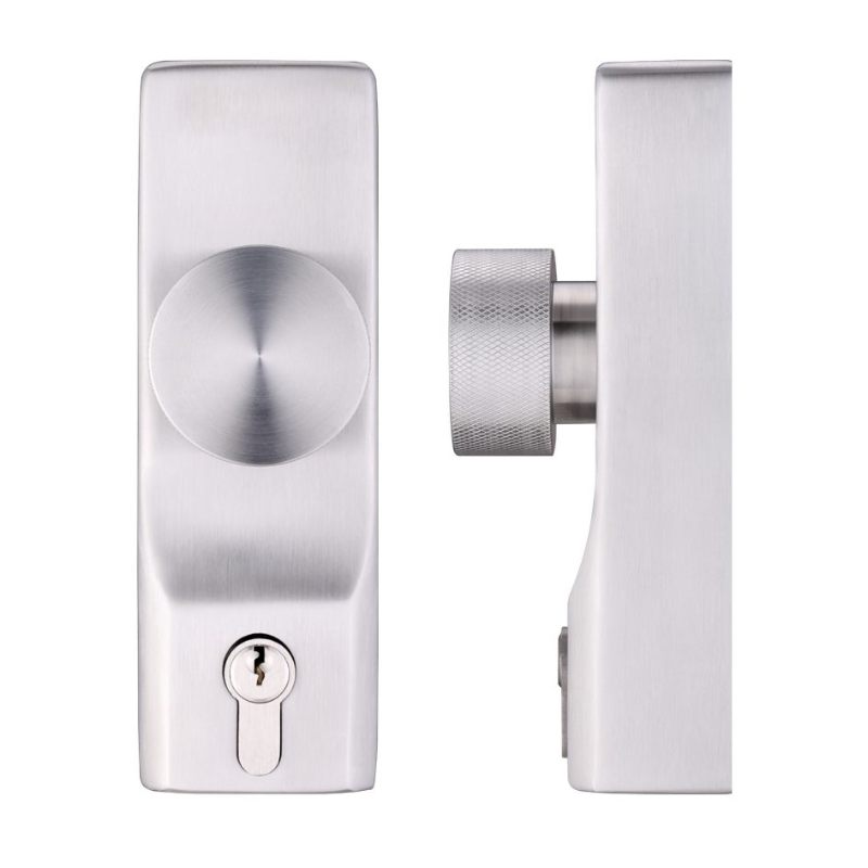 Knob Operated Outside Access Device - Euro Cylinder - Satin Stainless Steel -Satin Stainless