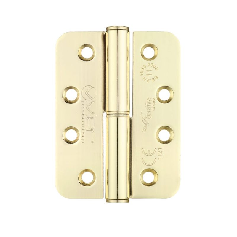 Grade 11 Lift Off Hinge Steel - Radius - Brass - 102 x 76 x 3mm - Left Hand-Electro Brass