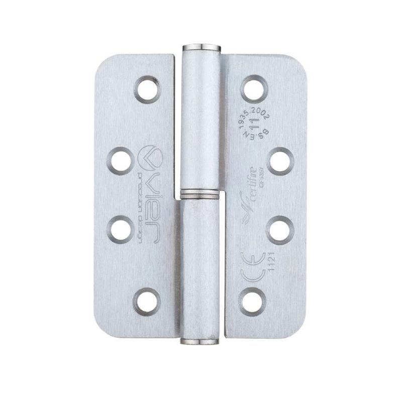 Grade 11 Lift Off Hinge Steel - Radius - Satin Chrome - 102 x 76 x 3mm - Right Hand-Satin Chrome