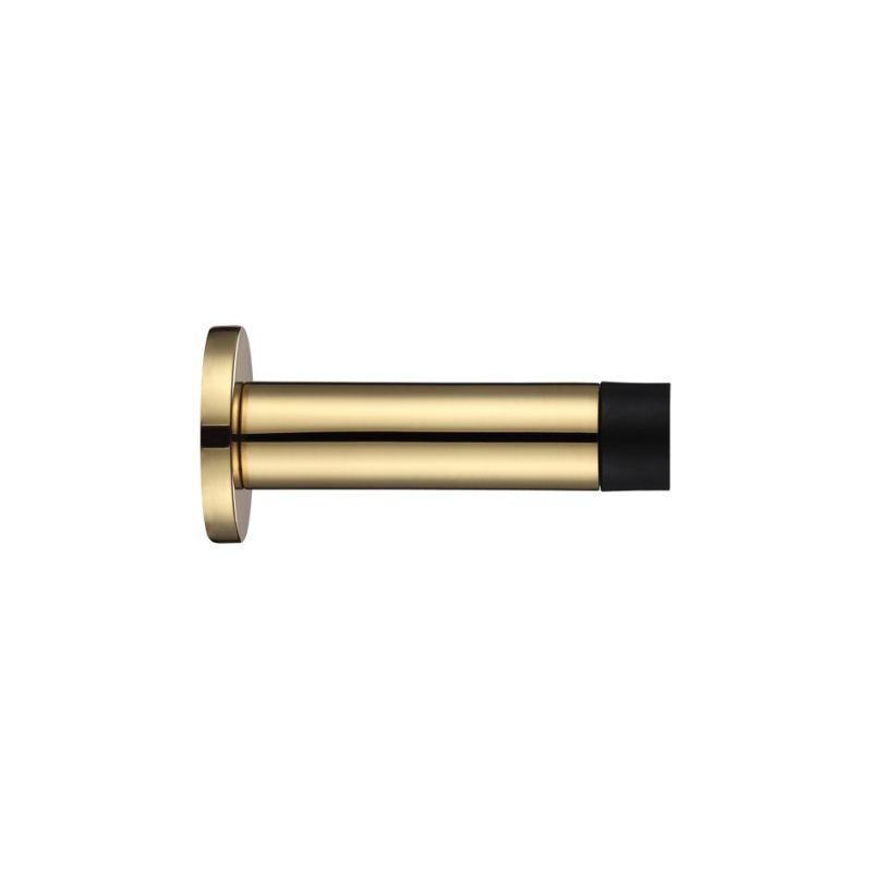 Door Stop - Cylinder c/w Rose 70mm-Polished Brass