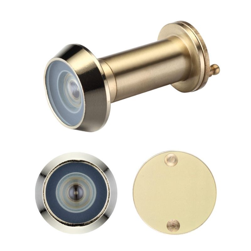 Door Viewer with Glass Lens - 14mm dia - 180 deg. Angle of Vision - Suitable for 35-55mm Doors-Polished Brass