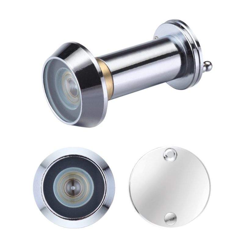 Door Viewer with Glass Lens - 14mm dia - 180 deg. Angle of Vision - Suitable for 35-55mm Doors-Polished Chrome