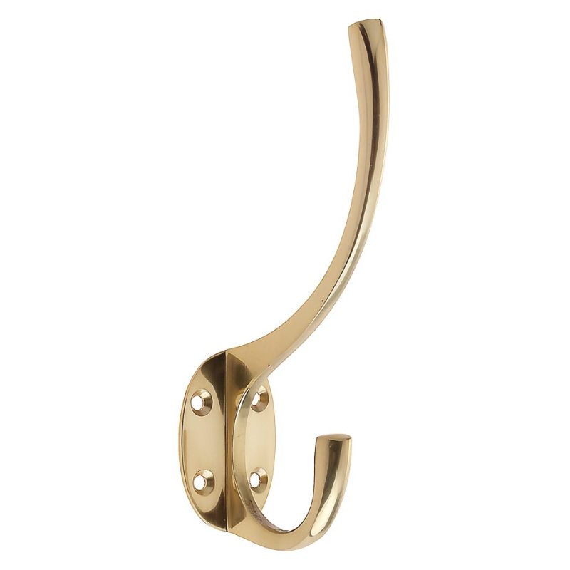 Hat and Coat Hook 5" Height 2" Projection-Polished Brass