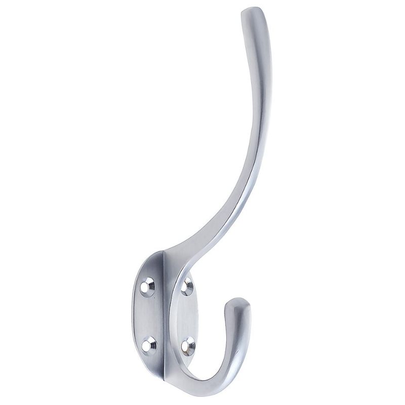 Hat and Coat Hook 5" Height 2" Projection-Satin Chrome