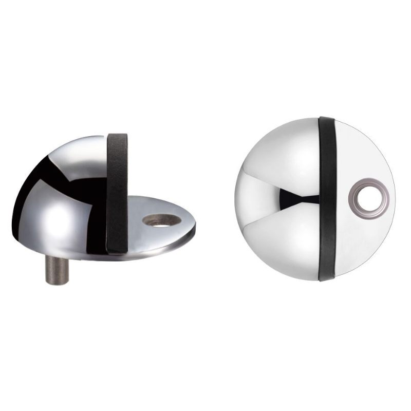 Door Stop - Floor Mounted Oval - 40mm-Polished Stainless