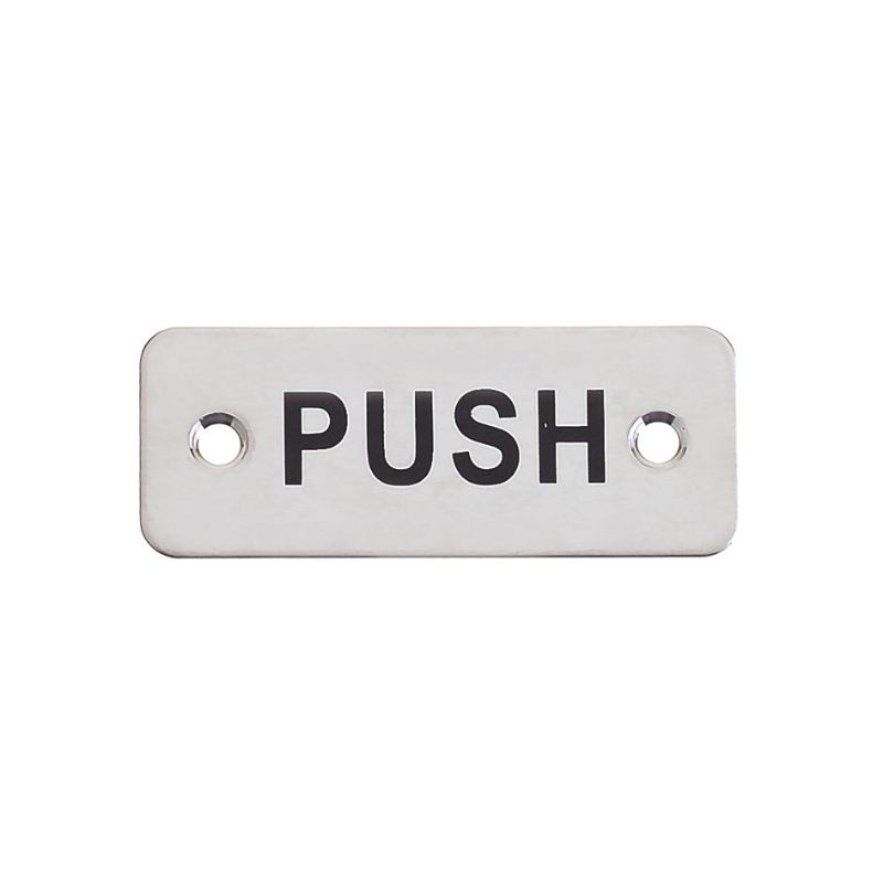 Rectangular Push Sign - 75 x 30mm-Satin Stainless