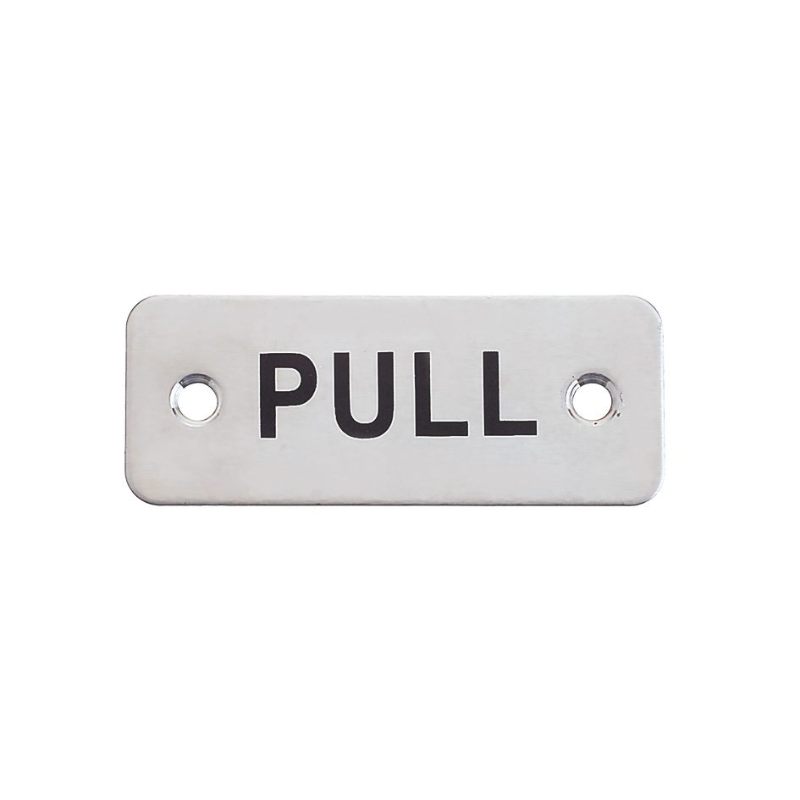 Rectangular Pull Sign - 75 x 30mm-Satin Stainless