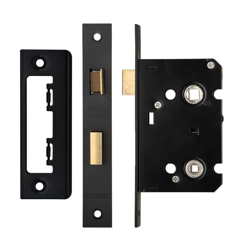 Bathroom Lock 2.5" - 57mm c/c-Powder Coat Black