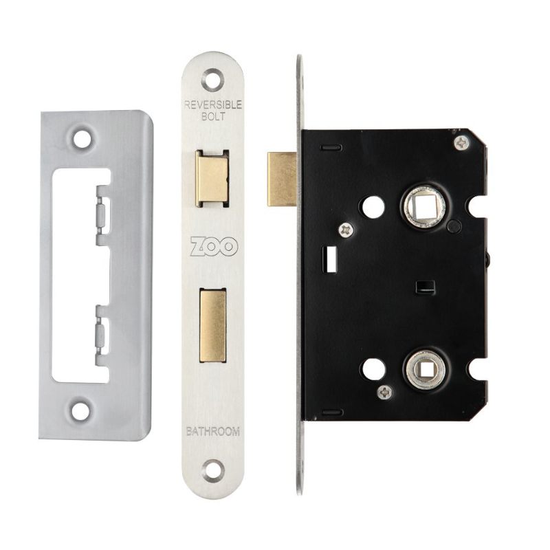 Bathroom Lock 2.5" - 57mm c/c - Radius Forends-Satin Stainless