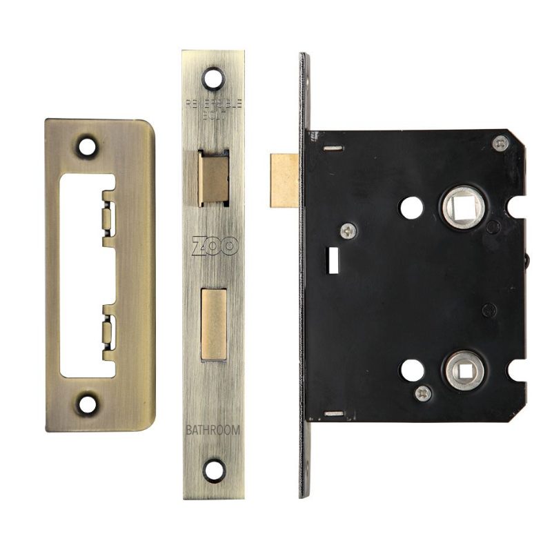 Bathroom Lock 3" - 57mm c/c-Florentine Bronze