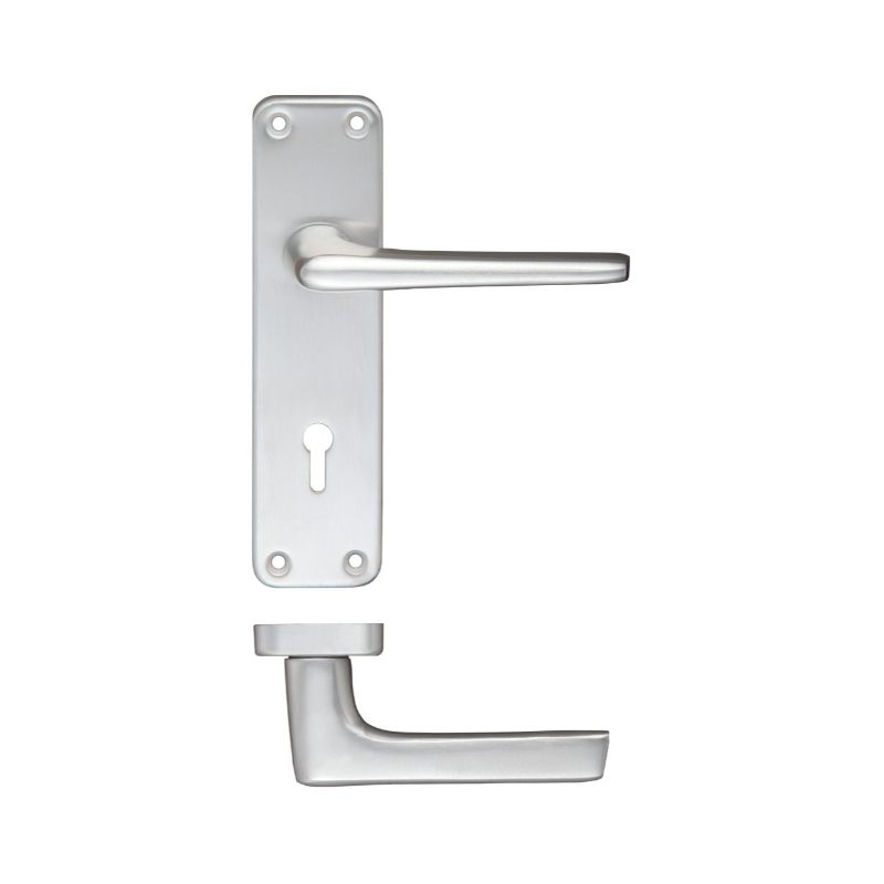 Contract Aluminium Lever on Lock Backplate-Satin Aluminium