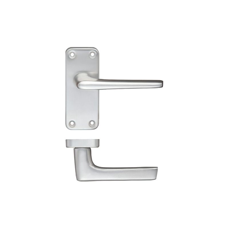 Contract Aluminium Lever on Latch Backplate-Satin Aluminium