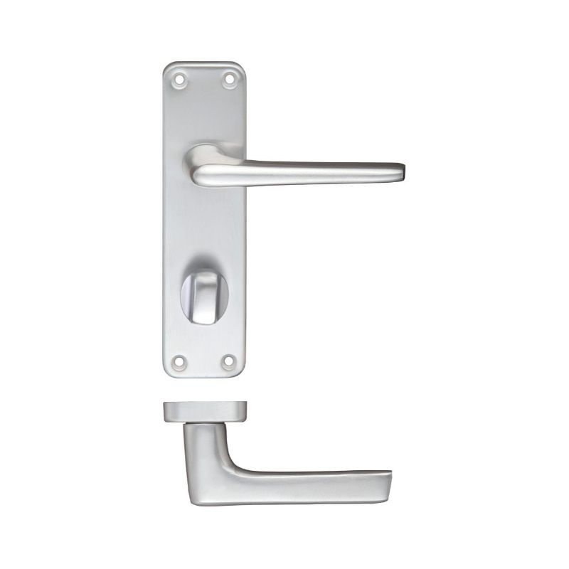 Contract Aluminium Lever on Privacy Backplate-Satin Aluminium