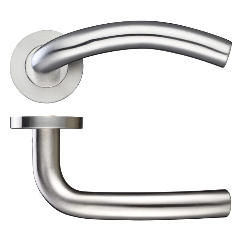 19mm Arched Lever - Push On Rose - 52mm Rose - Grade 304-Satin Stainless