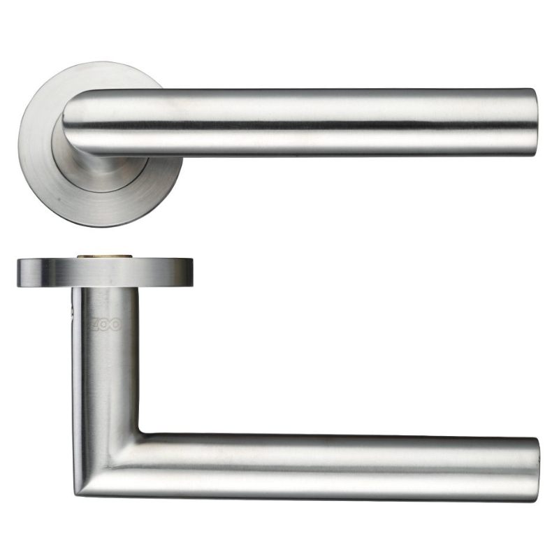 19mm Oval Mitred Lever - Push On Rose - 52mm Rose - Grade 304-Satin Stainless
