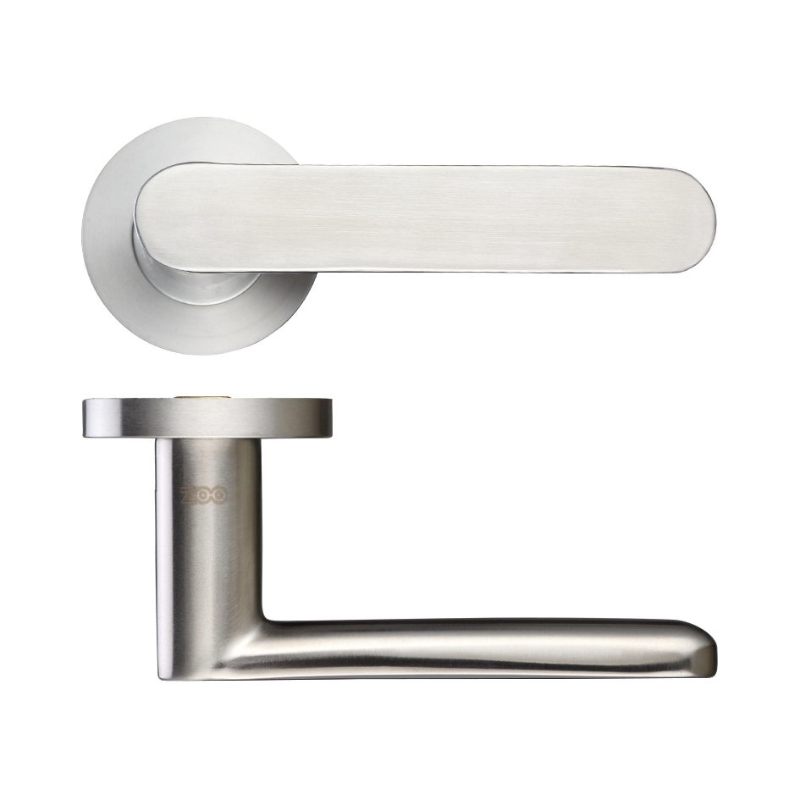 Atlas Lever on Round Rose-Satin Stainless