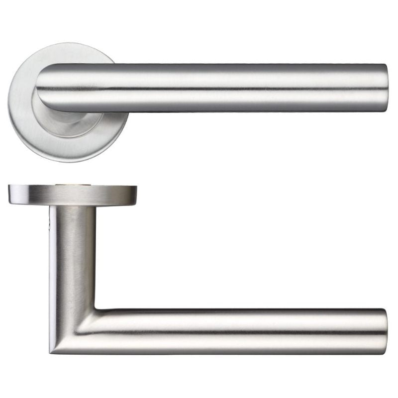 19mm Mitred Lever - Push On Rose - 52mm Dia - Grade 201-Satin Stainless