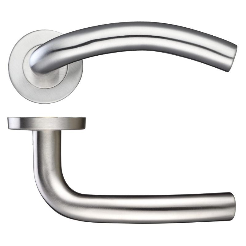 19mm Arched Lever - Push On Rose - 52mm Rose - Grade 201-Satin Stainless