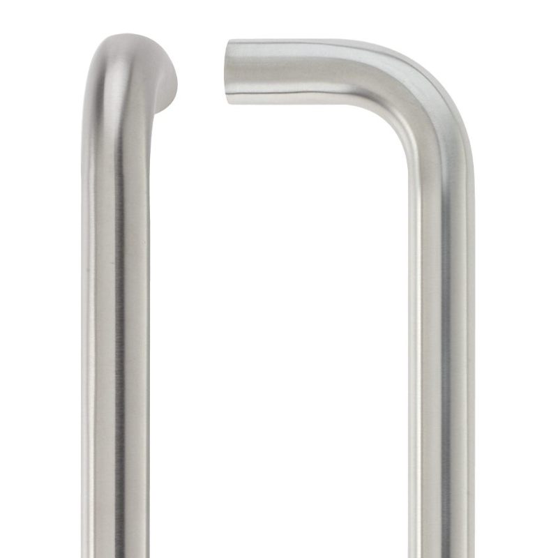 19mm D Pull Handle - 150mm Centers - Grade 201 - Bolt Through Fixings-Satin Stainless