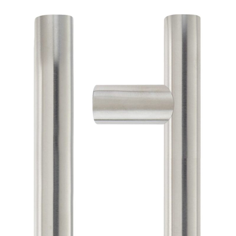22mm Guardsman Pull Handle - 300mm - Grade 201 - Bolt Through Fixings-Satin Stainless