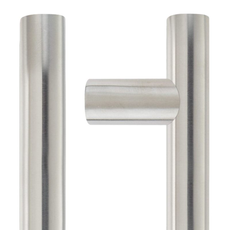 30mm Guardsman Pull Handle - 600mm - Grade 201 - Bolt Through Fixings - 400mm c/c-Satin Stainless