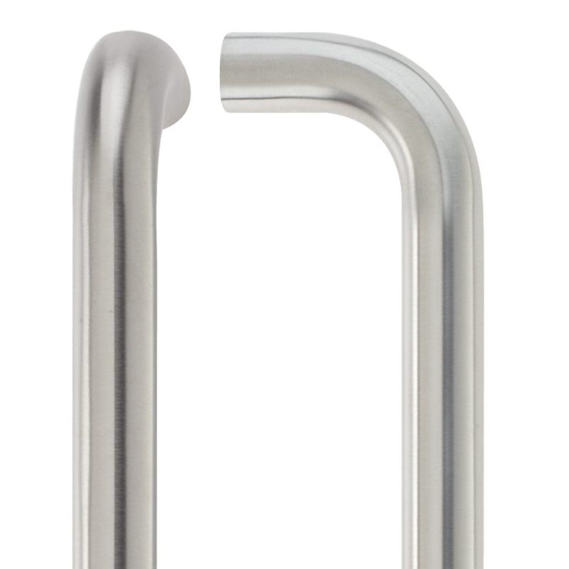 22mm D Pull Handle - 300mm Centers - Grade 304 - Bolt Through Fixings-Satin Stainless