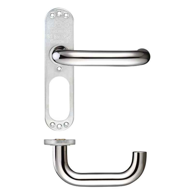 19mm Tubular Return to Door Lever on Inner Plate/Short Plate PSS-Polished Stainless