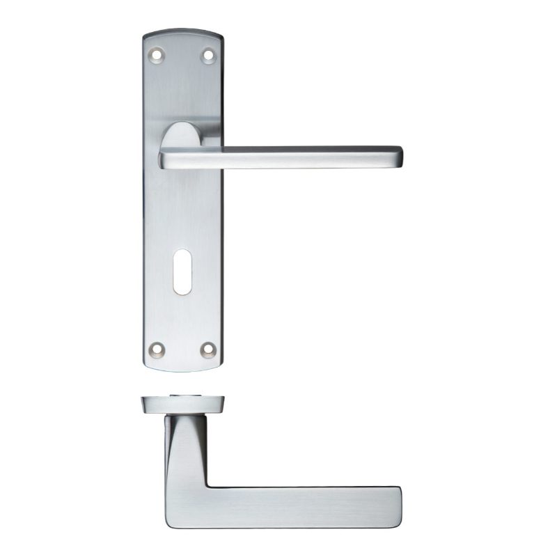 Leon Lever Lock (57mm c/c) On Backplate 170mm x 40mm-Satin Chrome